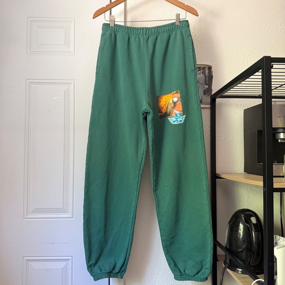 BOYS LIE teal blue green cotton graphic pull on jogger sweat pants